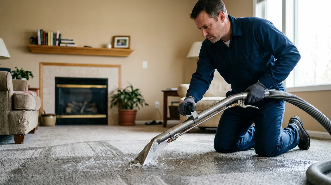 Water damage restoration technician working near Van Wert, IA